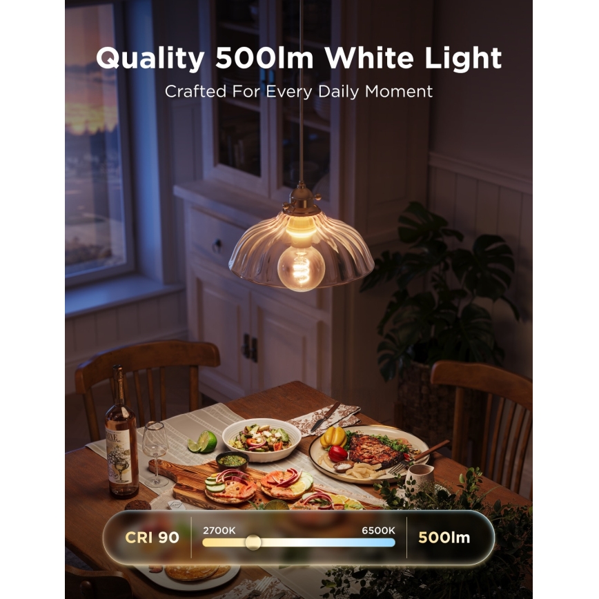 Govee - LED RGBWW Reguliuojama lemputė Smart MATTER G80 E27/5W/230V 2700-6500K Wi-Fi