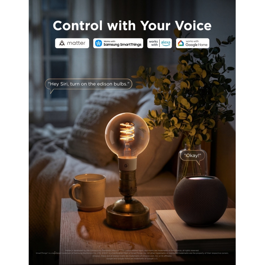 Govee - LED RGBWW Reguliuojama lemputė Smart MATTER G80 E27/5W/230V 2700-6500K Wi-Fi