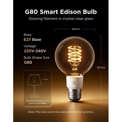 Govee - LED RGBWW Reguliuojama lemputė Smart MATTER G80 E27/5W/230V 2700-6500K Wi-Fi
