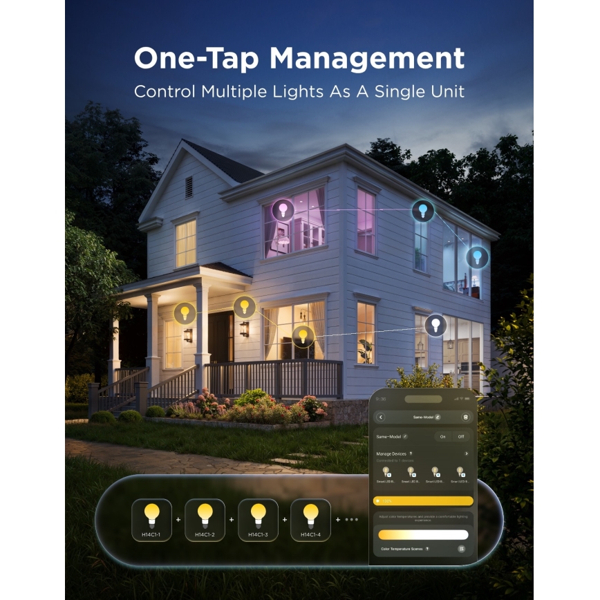 Govee - LED RGBWW Reguliuojama lemputė Smart MATTER G80 E27/5W/230V 2700-6500K Wi-Fi