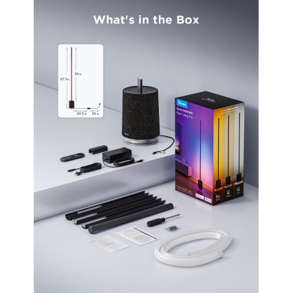 Govee - LED pritemdomas toršeras su kolonėle Pro RGBICWW 2200-6500K Wi-Fi + nuotolinio valdymo pultas