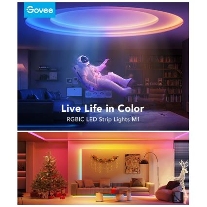 Govee - M1 PRO PREMIUM Smart RGBICW+ LED juosta 2m Wi-Fi Matter
