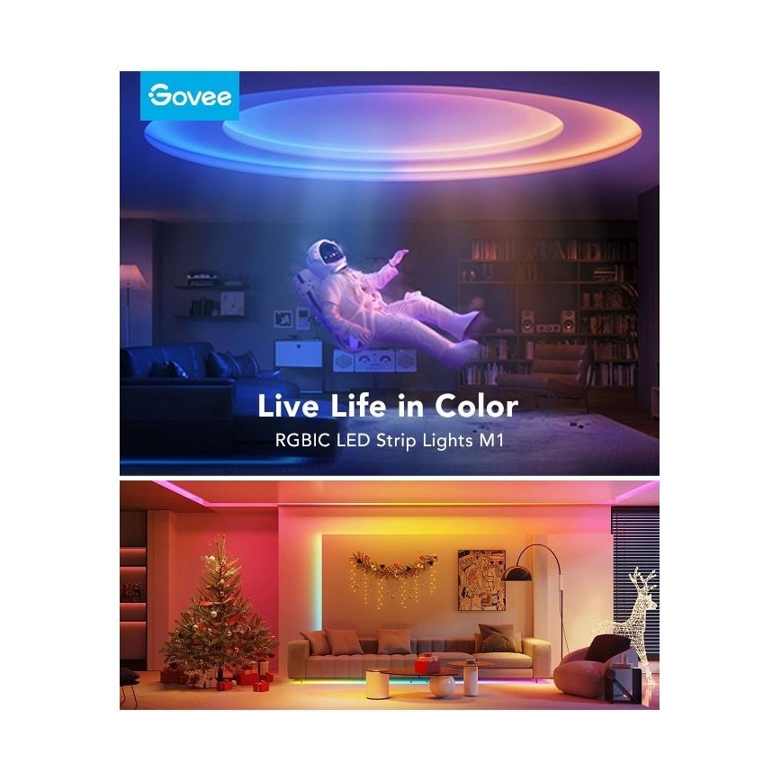 Govee - M1 PRO PREMIUM Smart RGBICW+ LED juosta 5m Wi-Fi