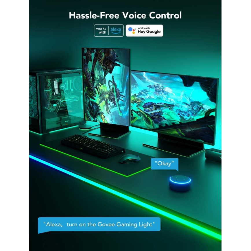 Govee - Neon LED stalo foninis apšvietimas 3m RGBIC Wi-Fi