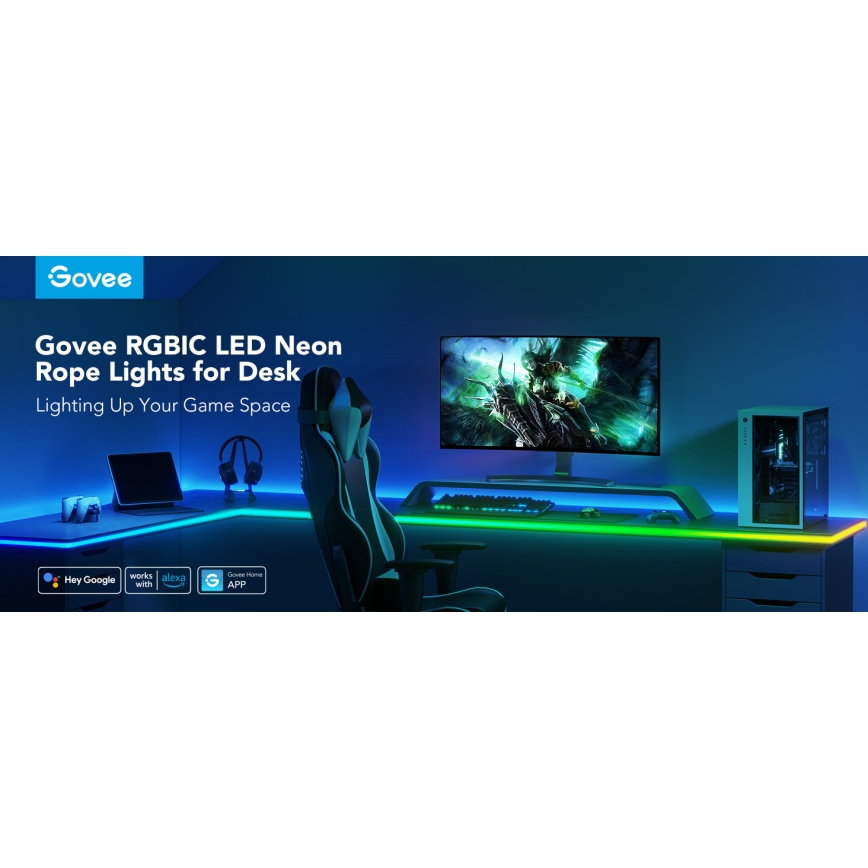 Govee - Neon LED stalo foninis apšvietimas 3m RGBIC Wi-Fi