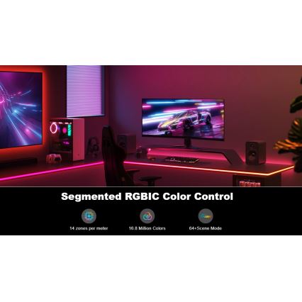 Govee - Neon LED stalo foninis apšvietimas 3m RGBIC Wi-Fi