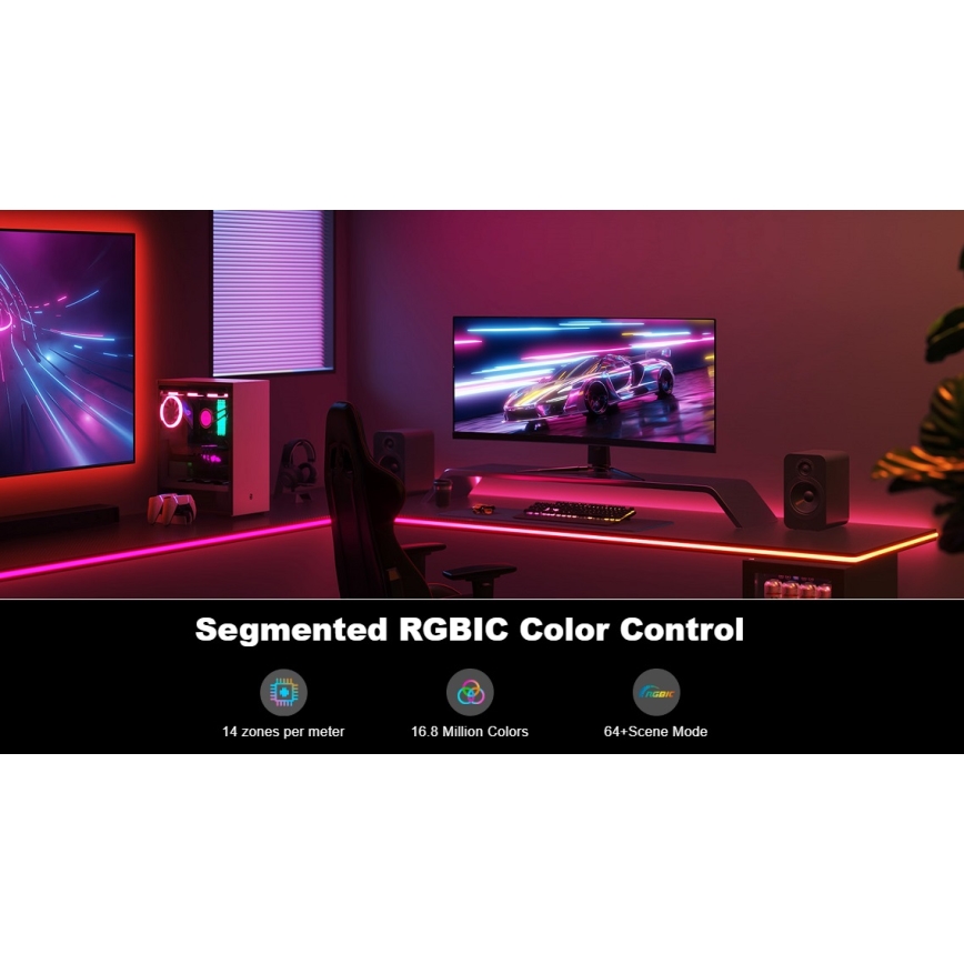 Govee - Neon LED stalo foninis apšvietimas 3m RGBIC Wi-Fi