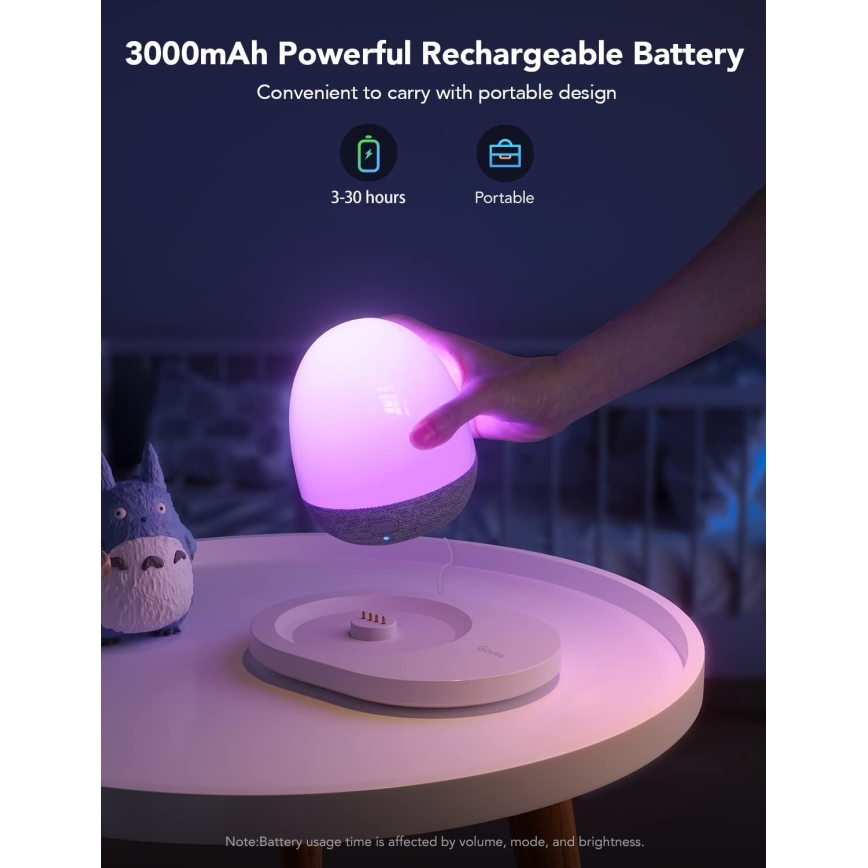 Govee - RGBIC išmanusis naktinis LED šviestuvas su garsiakalbiu ir Wi-Fi jungtimi