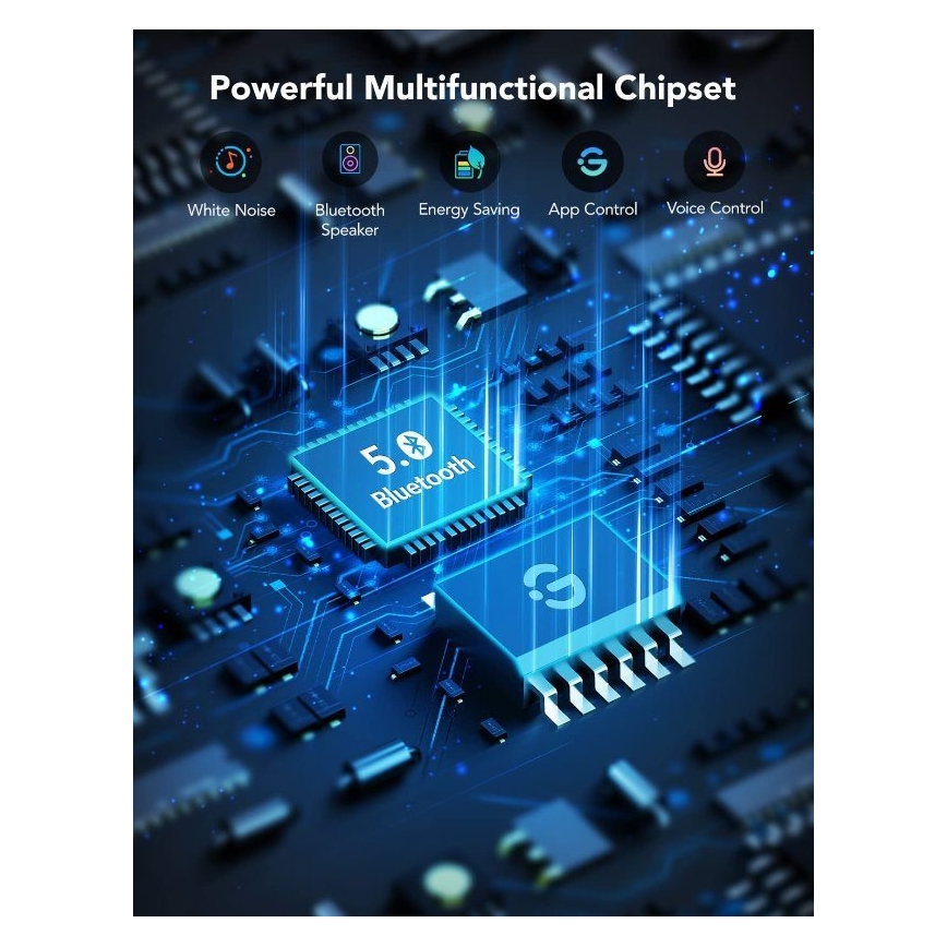 Govee - RGBIC išmanusis naktinis LED šviestuvas su garsiakalbiu ir Wi-Fi jungtimi