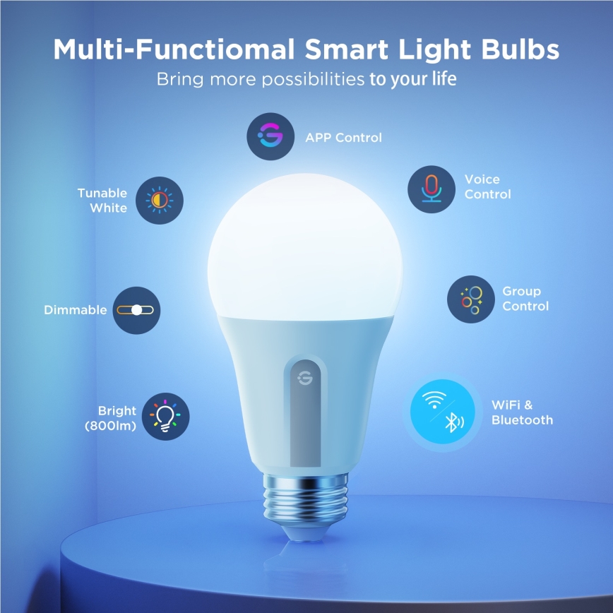 Govee - RINKINYS 2x LED reguliuojama lemputė Smart MATTER A60 E27/9W/230V 2700-6500K Wi-Fi