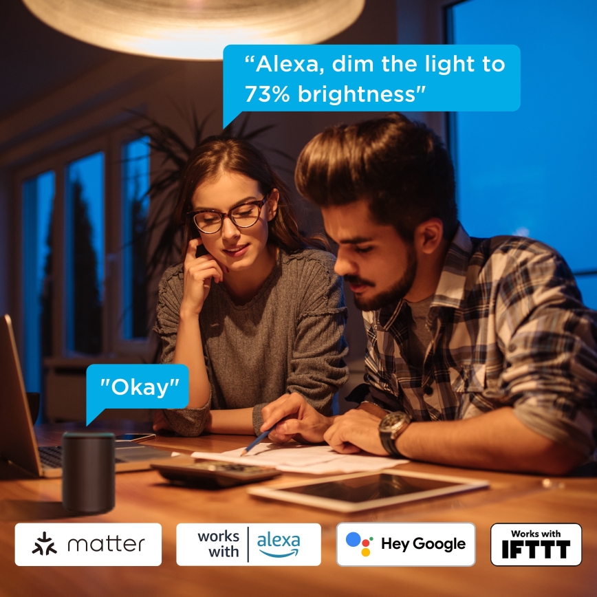 Govee - RINKINYS 2x LED reguliuojama lemputė Smart MATTER A60 E27/9W/230V 2700-6500K Wi-Fi