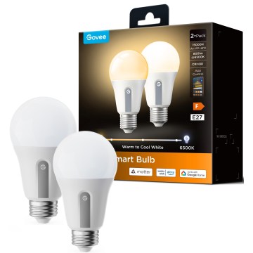 Govee - RINKINYS 2x LED reguliuojama lemputė Smart MATTER A60 E27/9W/230V 2700-6500K Wi-Fi