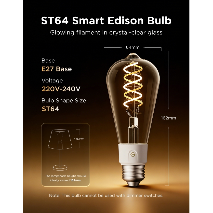 Govee - RINKINYS 2xLED RGBWW dimeriuojamos lemputės Smart MATTER ST64 E27/5W/230V 2700-6500K Wi-Fi