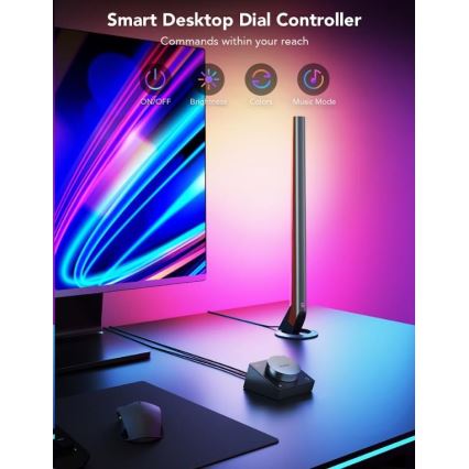 Govee - RINKINYS 2x Smart Gaming Wi-Fi LED RGBIC paneliai + Smart Dual juoda + nuotolinio valdymo pultas