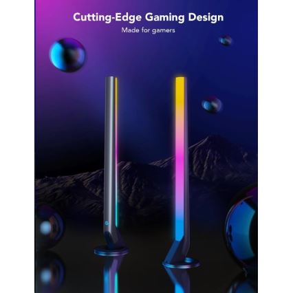 Govee - RINKINYS 2x Smart Gaming Wi-Fi LED RGBIC paneliai + Smart Dual juoda + nuotolinio valdymo pultas