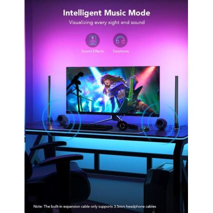 Govee - RINKINYS 2x Smart Gaming Wi-Fi LED RGBIC paneliai + Smart Dual juoda + nuotolinio valdymo pultas