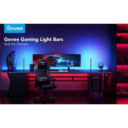 Govee - RINKINYS 2x Smart Gaming Wi-Fi LED RGBIC paneliai + Smart Dual juoda + nuotolinio valdymo pultas