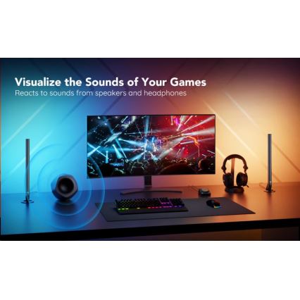 Govee - RINKINYS 2x Smart Gaming Wi-Fi LED RGBIC paneliai + Smart Dual juoda + nuotolinio valdymo pultas