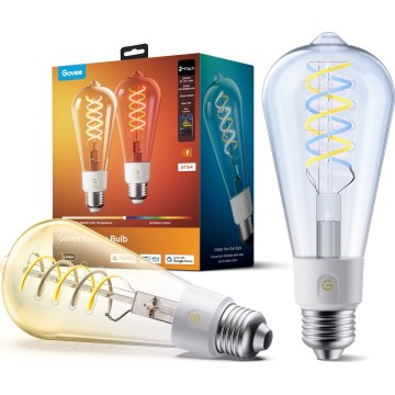 Govee - RINKINYS 2xLED RGBWW dimeriuojamos lemputės Smart MATTER ST64 E27/5W/230V 2700-6500K Wi-Fi