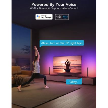 Govee - SMART LED RGBIC panelis 38 cm skirtas TV 43-75 - 2 vnt. Wi-Fi