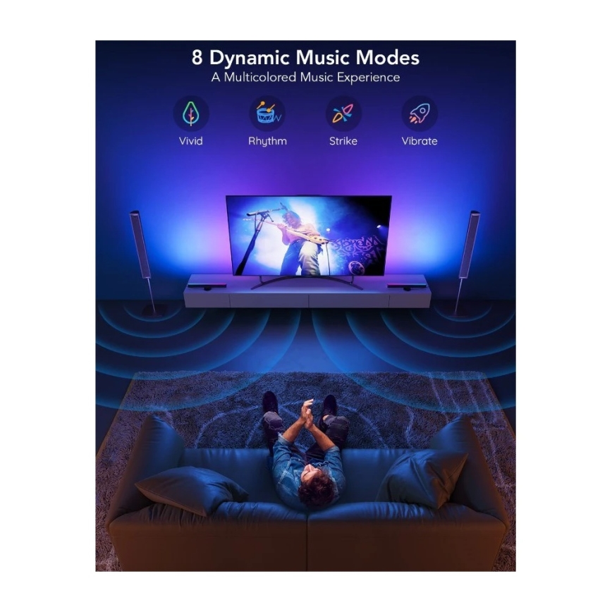 Govee - SMART LED RGBIC panelis 38 cm skirtas TV 43-75 - 2 vnt. Wi-Fi