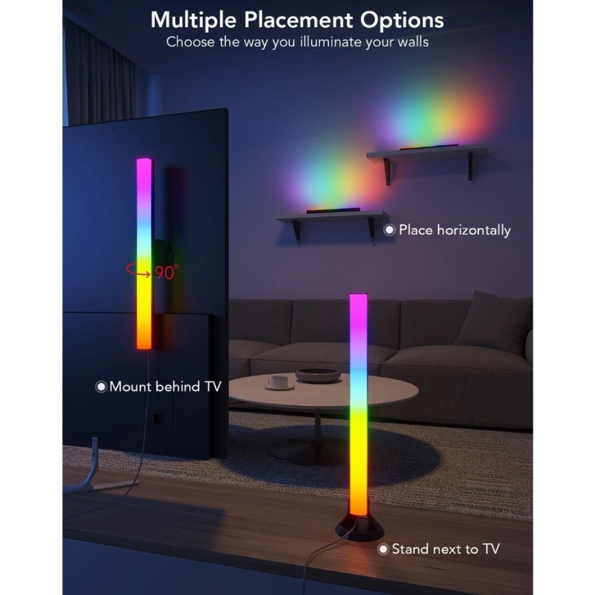 Govee - SMART LED RGBIC panelis 38 cm skirtas TV 43-75 - 2 vnt. Wi-Fi
