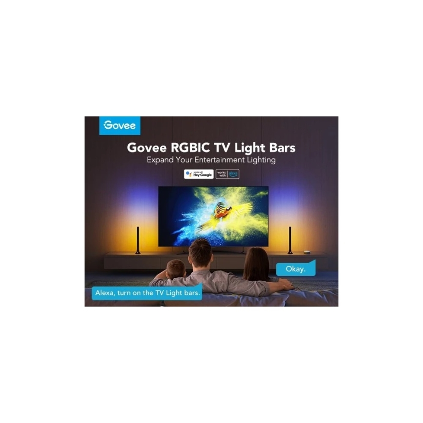 Govee - SMART LED RGBIC panelis 38 cm skirtas TV 43-75 - 2 vnt. Wi-Fi