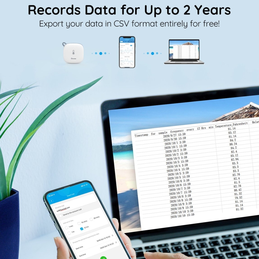 Govee - Termometras ir higrometras 3xAAA Wi-Fi
