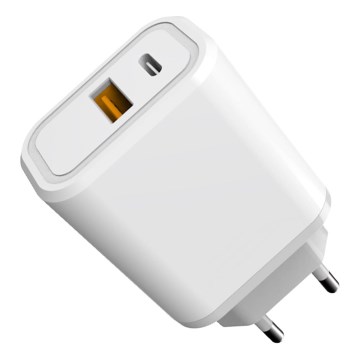 Greito įkrovimo adapteris Power Delivery 30W USB-C + USB-A balta