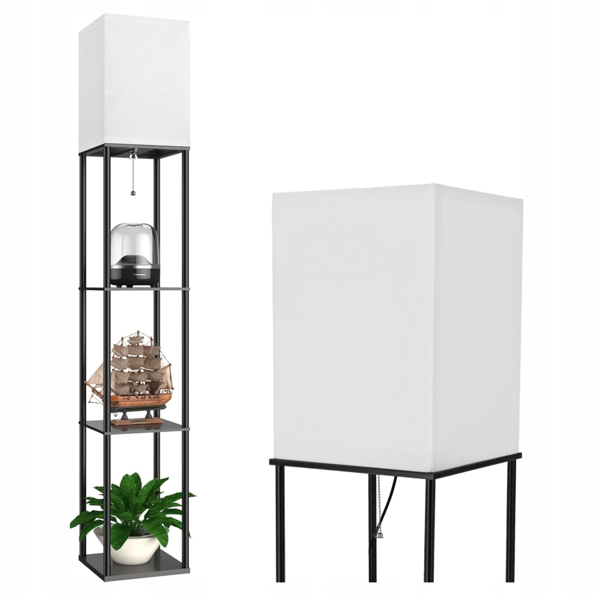 Grindinė lempa su lentynėlėmis 1xE27/40W/230V 160 cm juoda/balta