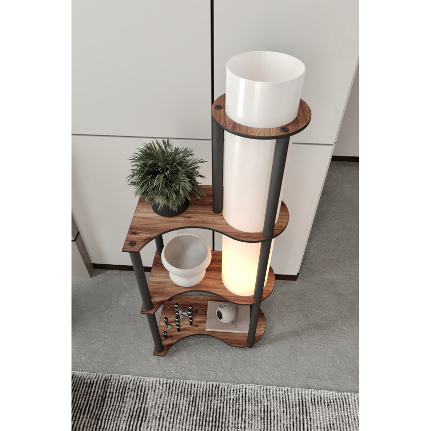 Grindinė lempa su lentynėlėmis NOTO 1xE27/40W/230V ruda/juoda