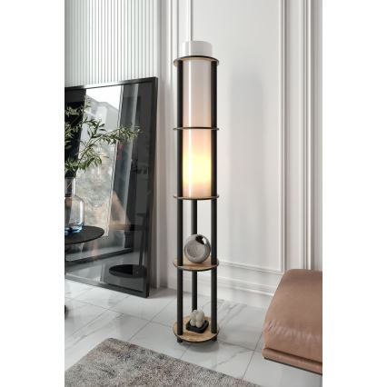 Grindinė lempa su lentynėlėmis NOTO 1xE27/40W/230V smėlio/juoda