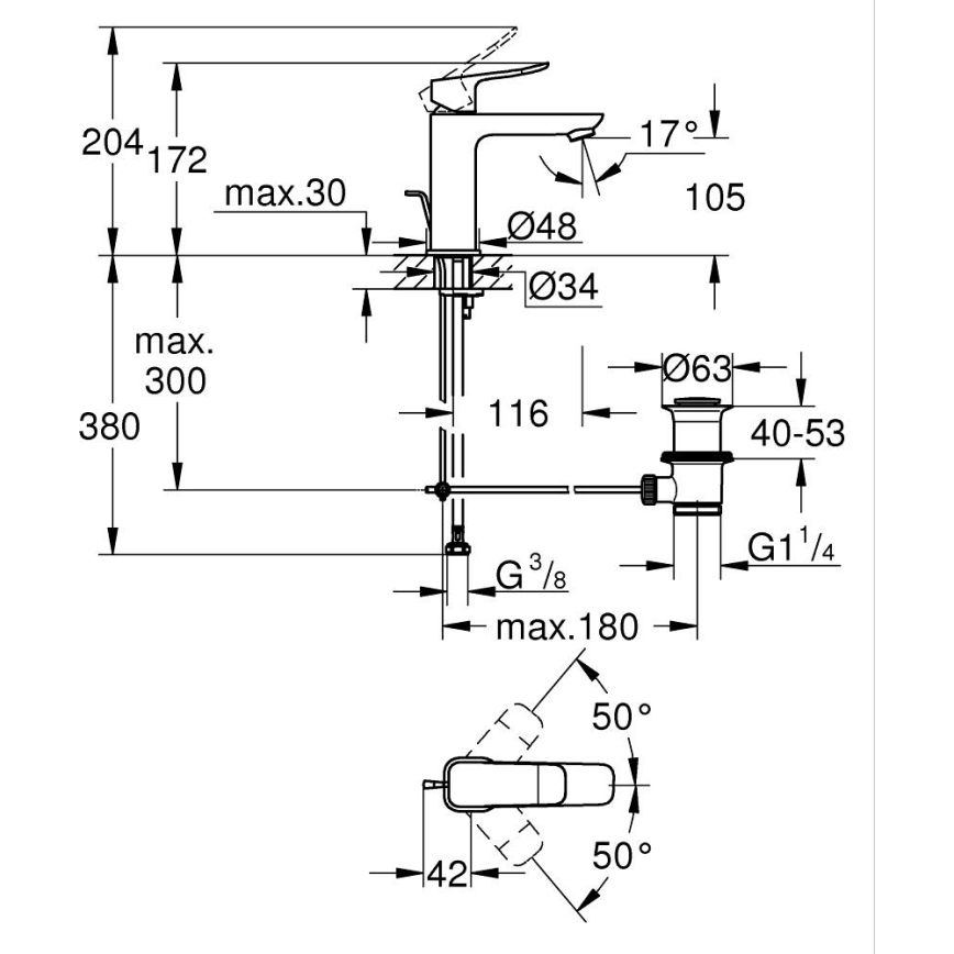 GROHE 1018320000 - Praustuvo maišytuvas DICE M blizgus chromas