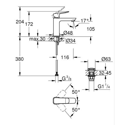 GROHE 1018330000 - Praustuvo maišytuvas DICE M, blizgus chromas