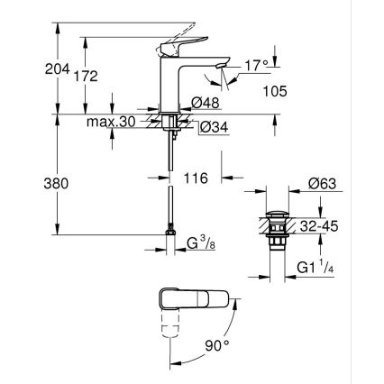 GROHE 1018360000 - Praustuvo maišytuvas DICE M blizgus chromas