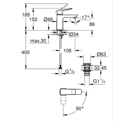 GROHE 1018612430 - Praustuvo maišytuvas DICE S juodas