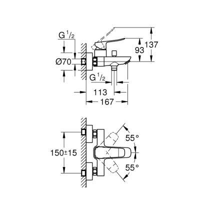 GROHE 1018720000 - Vonios maišytuvas DICE blizgus chromas