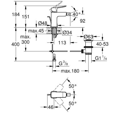 GROHE 1018770000 - Bidė maišytuvas DICE, blizgus chromas
