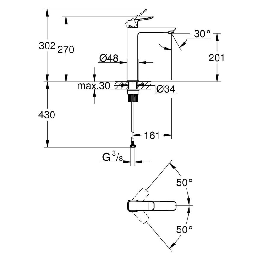GROHE 1018920000 - Praustuvo maišytuvas DICE XL blizgus chromas