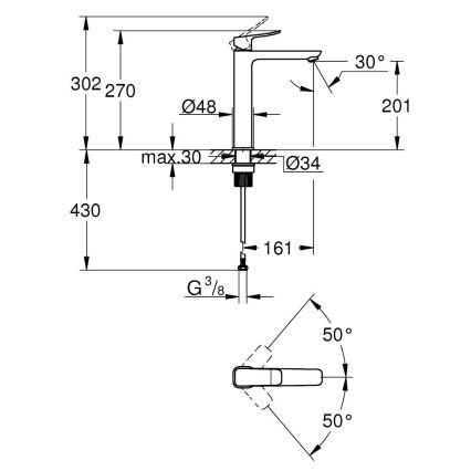GROHE 1018922430 - Praustuvo maišytuvas DICE XL juodas