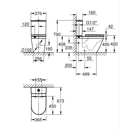 GROHE 102513SH00 - WC komplektas EURO CERAMIC 67,3 x 37,6 x 79,2 cm keramika/balta