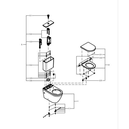 GROHE 102513SH00 - WC komplektas EURO CERAMIC 67,3 x 37,6 x 79,2 cm keramika/balta