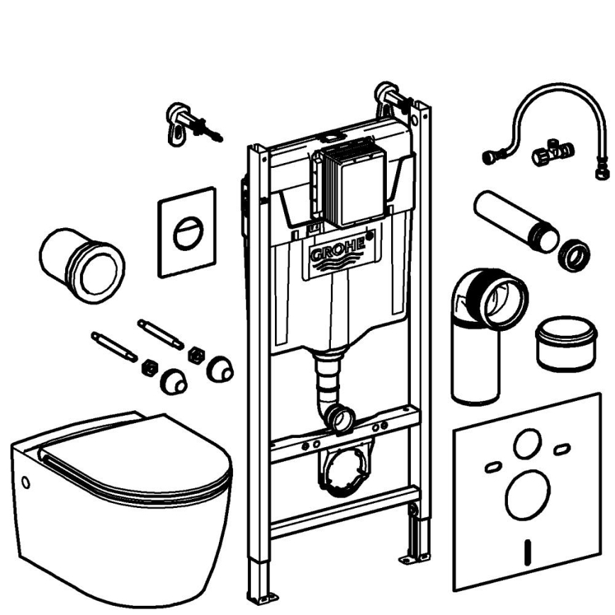 GROHE 103843SH00 - 5 viename rinkinys SOLIDO COMPACT 1,13 m keramika/balta