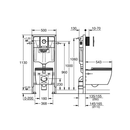 GROHE 103846SH00 - Komplektas 5 viename SOLIDO 1,13 m keramika/balta