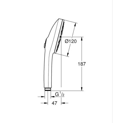 GROHE 134864AL00 - Rankinė dušo galvutė VITALIO JOY+ 120 mm grafitas