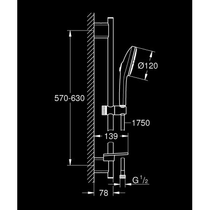 GROHE 1348660000 - VITALIO JOY+ 120 mm dušo komplektas, blizgus chromas