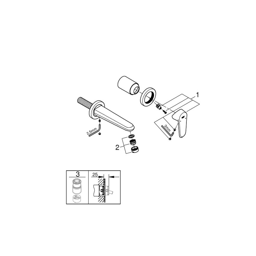 GROHE 19573002 - Dviejų skylių praustuvo maišytuvas EURODISC COSMOPOLITAN 11x17 cm chromas