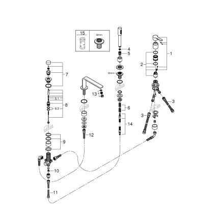 GROHE 19577001 - Keturių skylių vonios maišytuvas LINEARE, blizgus chromas
