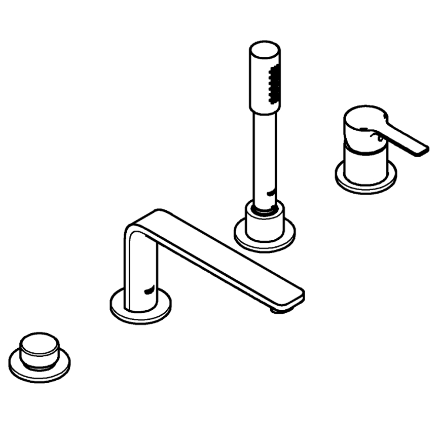 GROHE 19577001 - Keturių skylių vonios maišytuvas LINEARE, blizgus chromas