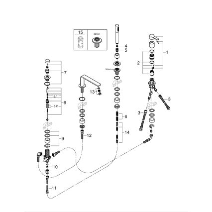 GROHE 19577001 - LINEARE keturių skylių vonios komplektas, blizgus chromas